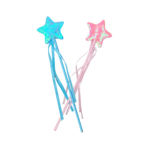 Toverstaf setje voorzien van glitter blauw en roze gekleurd