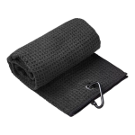 Jobber Golfhanddoek Microfiber – Zwart 30x50 cm met Clip