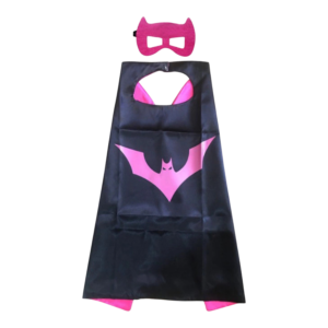 Batgirl cape met masker – zwart en roze