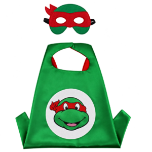 Groen ninja turtle kostuum met rood masker en cape