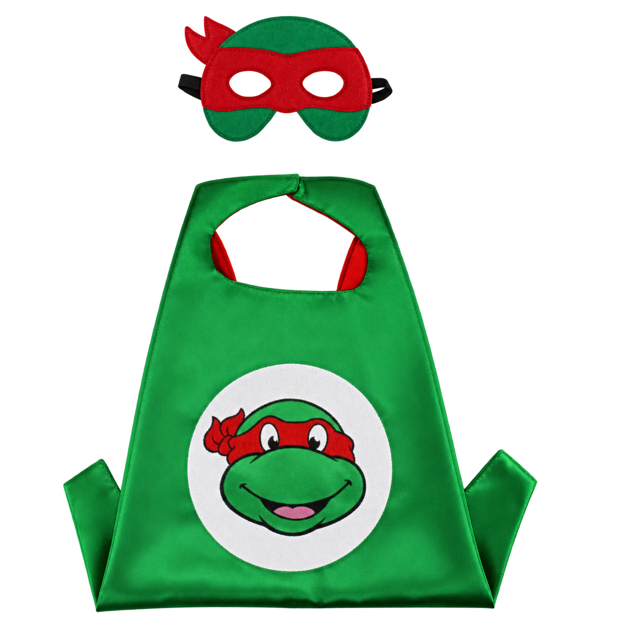 Groen ninja turtle kostuum met rood masker en cape
