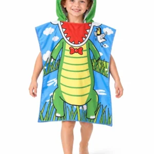Kinderbadponcho krokodil groen - 60 x 60 cm