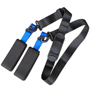 Skidrager Deluxe zwart/blauw – ski draagband met schouderstuk